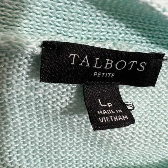Talbots Sweater 100% Linen Boat Neck 3/4 Sleeve Mint Green Womens Size LP - Picture 3 of 9